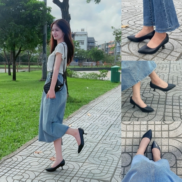 Giày Cao Gót Mũi Nhọn Gót Trụ Sang Trọng - Ảnh 3