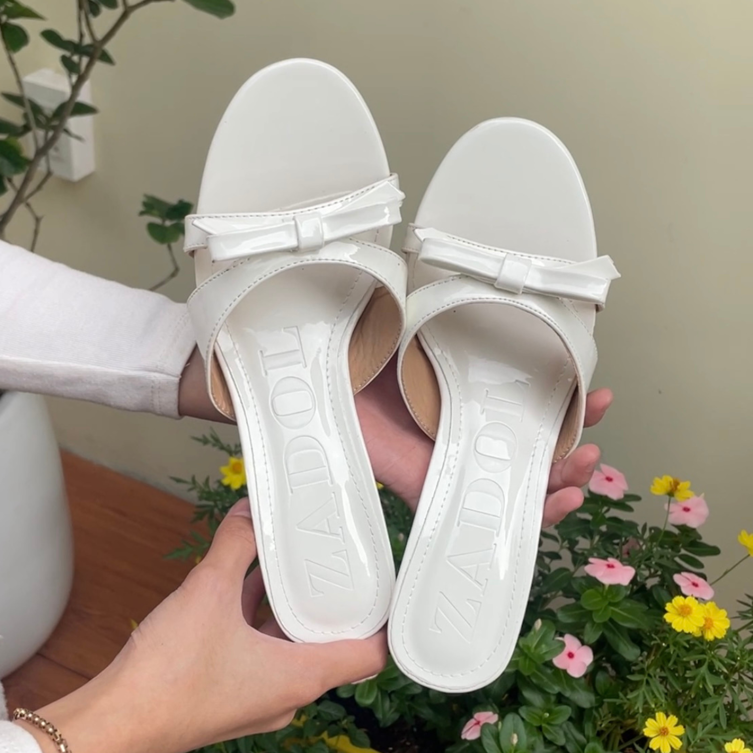 Guốc Nữ Quai Nơ Gót Vuông 5cm Thời Trang - Ảnh 6